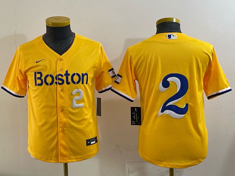 Youth 2025 Boston Red Sox 2 No Name Yellow Nike MLB Jersey 03